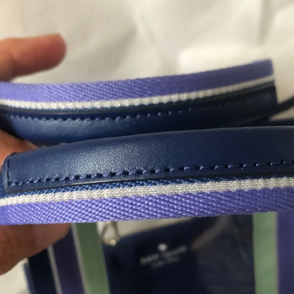 Kate Spade blue multi color see through satchel with adjustable crossbody NWT